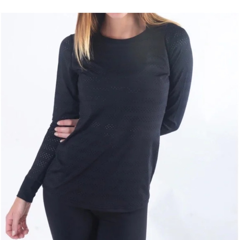 Zyia Women’s Black Chill‎ Top Long Sleeve Shirt Mesh Size Large